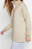 Kadın Tesettür Moda Şık Regular Dik Yaka Standart Kol Regular Fermuarlı Yaka Detaylı Örme Sweatshirt