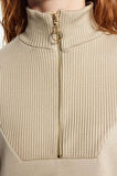 Kadın Tesettür Moda Şık Regular Dik Yaka Standart Kol Regular Fermuarlı Yaka Detaylı Örme Sweatshirt