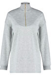 Kadın Tesettür Moda Şık Regular Dik Yaka Standart Kol Regular Fermuarlı Yaka Detaylı Örme Sweatshirt