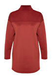 Kadın Tesettür Moda Şık Regular Dik Yaka Standart Kol Regular Örme Sweatshirt Tunik