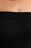 Kadın Moda Şık Büyük Beden Crop Kare Yaka Fitted Kalıp Örme Straplez Bluz