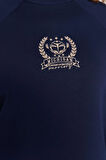 Kadın Büyük Beden Oversize Bisiklet Yaka Reglan Kol Kalın İçi Polarlı Nakış Detaylı Örme Sweatshirt