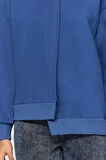 Kadın Regular Bisiklet Yaka Düşük Kol Regular Kalın İçi Polarlı Asimetrik Detaylı Örme Sweatshirt