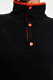 Kadın Moda Şık Regular Dik Yaka Düşük Kol Regular Çıtçıtlı Normal Kalıp Cepli Polar Örme Sweatshirt