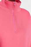 Kadın Fitted Fermuarlı Yaka Düşük Kol Crop Rahat Kesim Crop Fermuarlı Kalın Polarlı Örme Sweatshirt