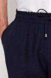 Erkek Yeni Moda Boru Paça Regular Boy Dokuma Tapered Lastik Belli Keten Görünümlü Pantolon