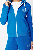 Kadın Moda Şık Regular Kapüşonlu Düşük Kol Regular Örme Sweatshirt
