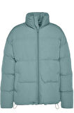 Unisex Moda Şık Bol Dik Yaka Standart Düz Astarlı Oversize Fit Dik Yaka Şişme Kışlık Mont
