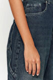 Kadın Moda Şık Kot Pantolon Boru Paça Regular Boy Denim Kahverengi Bol Kesim Yüksek Bel Jeans