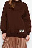 Kadın Tesettür Moda Oversize Bisiklet Yaka Standart Kol Regular Örme İçi Polarlı Tüylü Sweatshirt