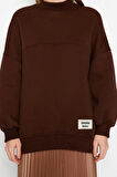 Kadın Tesettür Moda Oversize Bisiklet Yaka Standart Kol Regular Örme İçi Polarlı Tüylü Sweatshirt