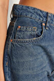 Kadın Moda Şık Kot Pantolon Geniş Paça Regular Boy Denim Mavi Soluk Vintage Yüksek Bel Jeans