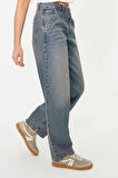 Kadın Moda Şık Kot Pantolon Geniş Paça Regular Boy Denim Düşük Bel Skater Jeans