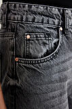 Kadın Moda Şık Kot Pantolon Boru Paça Regular Boy Denim Gri Yüksek Bel Jeans