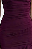 Yeni Fit Mezuniyet Balo Tül Örme Straplez Kolsuz Kol Bodycone Midi Boy Elbise