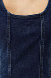 Yeni Fit Casual Günlük Comfort Denim Bisiklet Yaka Kolsuz Kol Basic Midi Boy Elbise