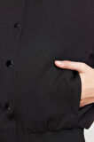 Kadın Moda Şık Bol Hakim Yaka Crop Düz Astarlı Oversize Crop İnce Bomber Mont