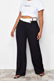 Kadın Yeni Moda Büyük Beden Geniş Paça Uzun Boy Dokuma Yüksek Bel Wideleg Pantolon