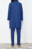 Kadın Moda Şık Regular Boy Oversize Dokulu Bürümcük Örme Kimono Pantolon Alt-Üst Takım