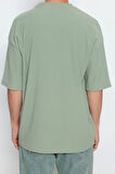 Yeni Sezon Oversize Polyester Bisiklet Yaka Kısa Kol Dokulu Desenli Günlük T-Shirt