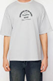 Yeni Sezon Oversize Pamuk Polyester Bisiklet Yaka Kısa Kol Slogan Desenli Günlük T-Shirt