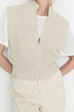 Kadın Moda Şık Crop Dik Yaka Kolsuz Düz Crop Fermuarlı Basic Triko Yelek