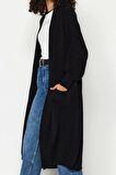 Kadın Moda Şık Uzun V Yaka Regular Maxi Basic Triko Hırka