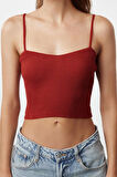 Kadın Moda Şık Crop V Yaka Slim Crop Bağlama Detaylı Bluz-Hırka Triko Takım
