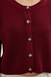 Kadın Moda Şık Crop Bisiklet Yaka Regular Süper Crop Basic Triko Hırka