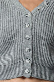 Kadın Moda Şık Crop V Yaka Regular V Yaka Crop Triko Hırka
