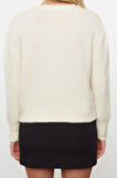 Kadın Moda Şık Crop V Yaka Regular Yünlü Basic Crop Triko Hırka