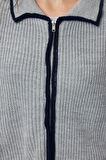 Kadın Moda Şık Regular Polo Yaka Regular Biyeli Fermuarlı Triko Hırka