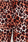 Kadın Yeni Moda Geniş Paça Regular Boy Dokuma Beli Lastikli Geniş Paça Leopar Desenli Pantolon