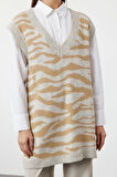 Kadın Tesettür Moda Şık Regular V Yaka Uzun Kol Animal Yumuşak Dokulu Zebra Desenli Triko Süveter