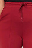 Kadın Yeni Moda Büyük Beden Geniş Paça Regular Boy Örme Nervür Detaylı Örme Pantolon
