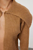 Kadın Moda Şık Crop Devrik Yaka Regular Süper Crop Yumuşak Dokulu Triko Hırka