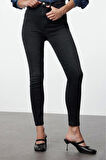 Kadın Moda Şık Kot Pantolon Dar Paça Regular Boy Denim Mavi Yüksek Bel Skinny Jeans