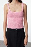 Kadın Moda Şık Crop Bisiklet Yaka Regular Crop Yumuşak Dokulu Bluz-Hırka Takım Triko Hırka