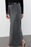Kadın Moda Stil Midi Astarsız Triko Premium İplik Özel İplik Midi Triko Etek