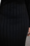 Kadın Moda Şık Büyük Beden Midi Boy Dik Yaka Fitted Fitilli Premium Özel İplik Triko Elbise