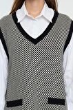 Kadın Moda Şık Mini Boy V Yaka Regular Triko Renk Bloklu Elbise