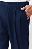 Erkek Yeni Moda Boru Paça Regular Boy Dokuma Pileli Klasik Baggy Fit Kumaş Pantolon