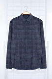 Moda Gömlek Yaka Ekose Uzun Kol Regular Fit Dokulu Kışlık Flanel Gömlek