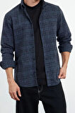 Moda Gömlek Yaka Ekose Uzun Kol Regular Fit Dokulu Kışlık Flanel Gömlek