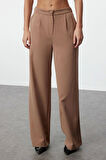 Kadın Yeni Moda Geniş Paça Uzun Boy Dokuma Geniş Paça Wide Leg Pilili Pantolon