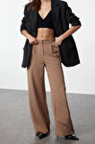 Kadın Yeni Moda Geniş Paça Uzun Boy Dokuma Geniş Paça Wide Leg Pilili Pantolon