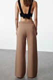Kadın Yeni Moda Geniş Paça Uzun Boy Dokuma Geniş Paça Wide Leg Pilili Pantolon