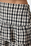 Kadın Moda Stil Mini Astarsız Dokuma Eteği Fırfır Detaylı Ekose Desenli Flanel Kumaş Mini Boy Etek