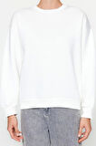 Kadın Regular Bisiklet Yaka Düşük Kol Regular Kalın İçi Polarlı Normal Kalıp Basic Örme Sweatshirt