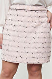 Kadın Moda Stil Mini Astarsız Dokuma Büyük Beden Tüvit Siyah Biyeli Etek